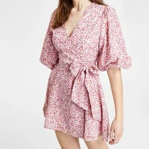 MINKPINK Floral-Print Wrap Mini Dress